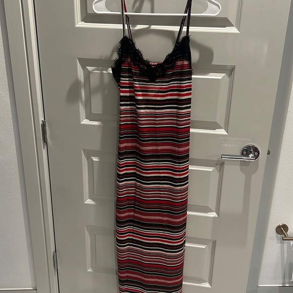 Band of Gypsies Dresses & Skirts - Band of gypsies red black and white glittery striped midi dress